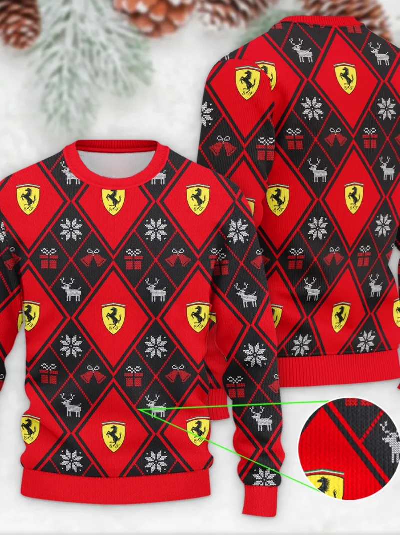 Square Xmas Pattern Ferrari Formula One - Ugly Sweater BLVAF1220925A31FRR