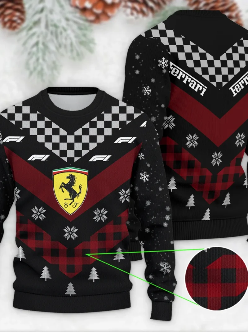 Winter Xmas Pattern Ferrari Formula One - Ugly Sweater BLVAF1220925A32FRR
