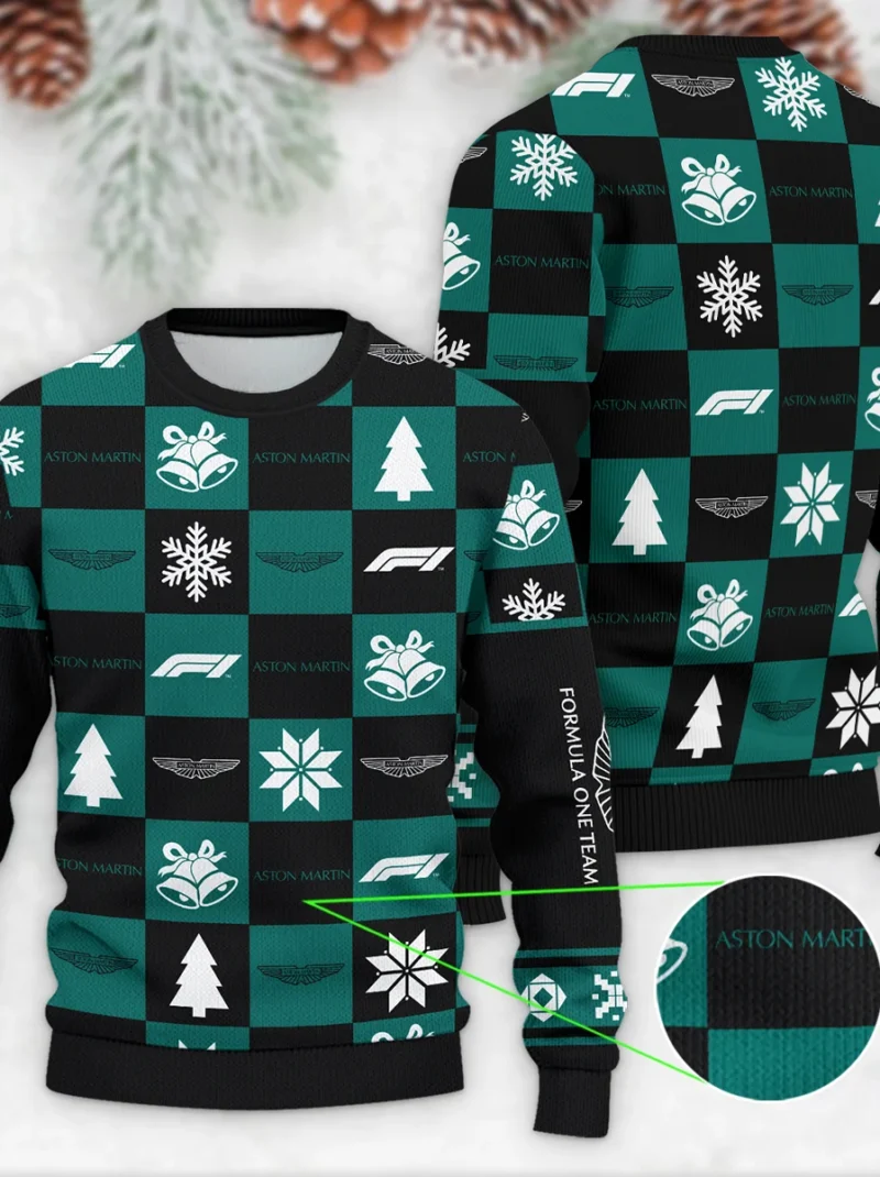 Square Pattern Aston Martin Formula One - Ugly Sweater BLVAF1220925A33AM