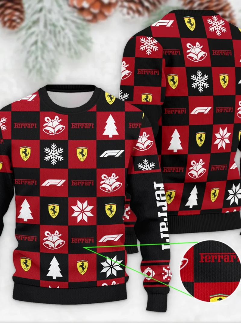 Square Pattern Ferrari Formula One - Ugly Sweater BLVAF1220925A33FRR