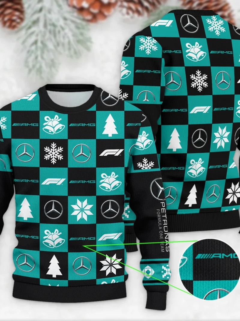 Square Pattern Mercedes Formula One - Ugly Sweater BLVAF1220925A33MER