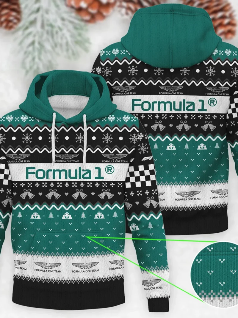 Exclusive Xmas Aston Martin Formula One - Knitted Hoodie BLVAF12209250A12AM