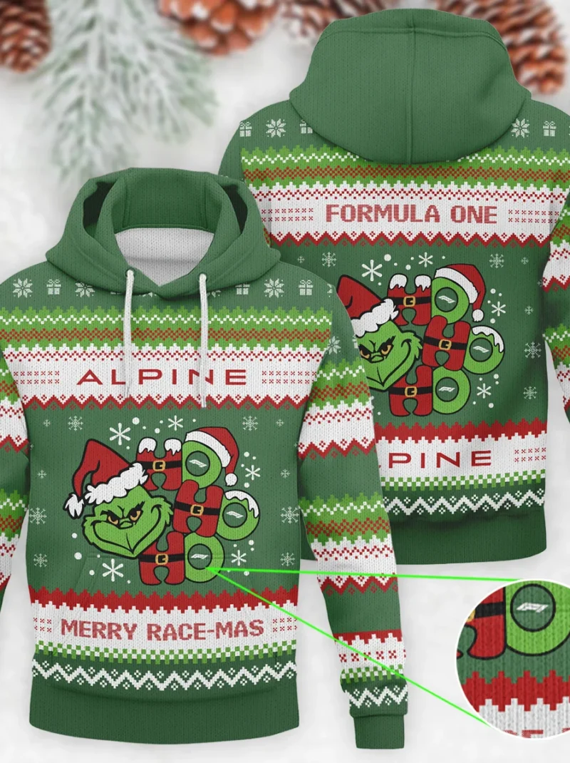Hohoho The Grinch Alpine Formula One - Knitted Hoodie BLVAF12209250A15ALP