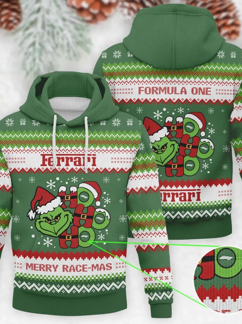 Hohoho The Grinch Ferrari Formula One - Knitted Hoodie BLVAF12209250A15FRR