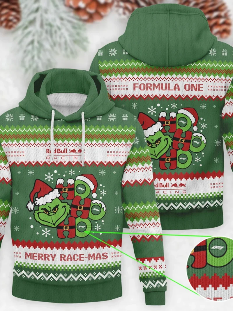 Hohoho The Grinch Red Bull Racing Formula One - Knitted Hoodie BLVAF12209250A15RBR