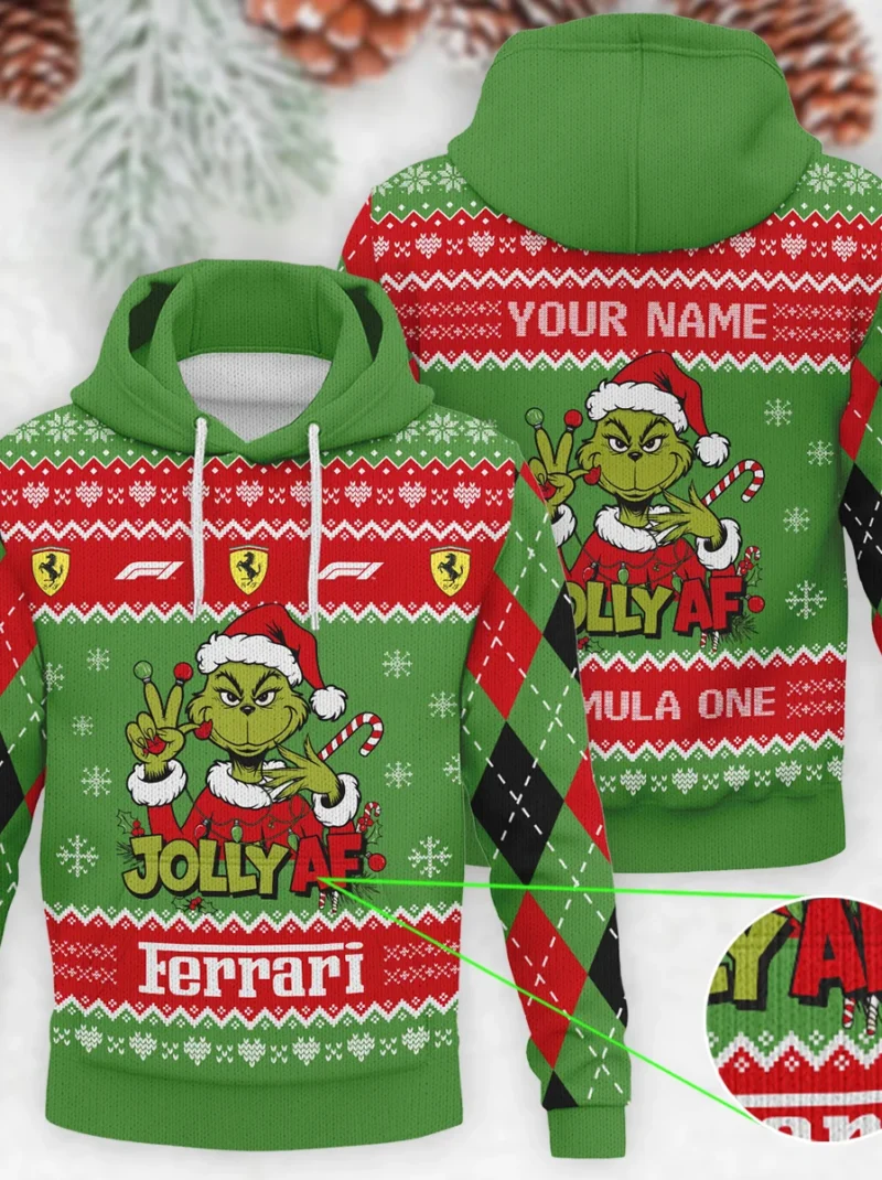 Jolly AF The Grinch Ferrari Formula One - Knitted Hoodie BLVAF12209250A16FRR
