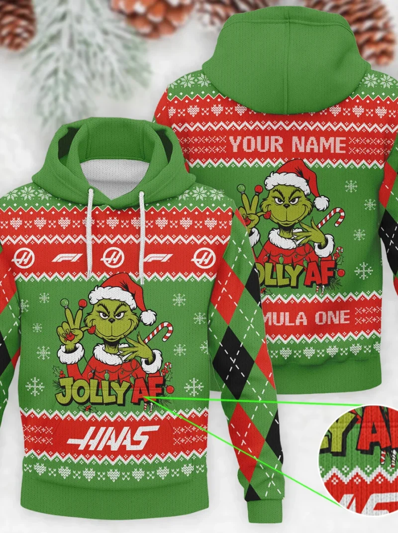 Jolly AF The Grinch Haas Formula One - Knitted Hoodie BLVAF12209250A16HAAS