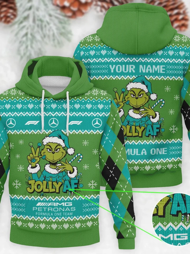 Jolly AF The Grinch Mercedes Formula One - Knitted Hoodie BLVAF12209250A16MER