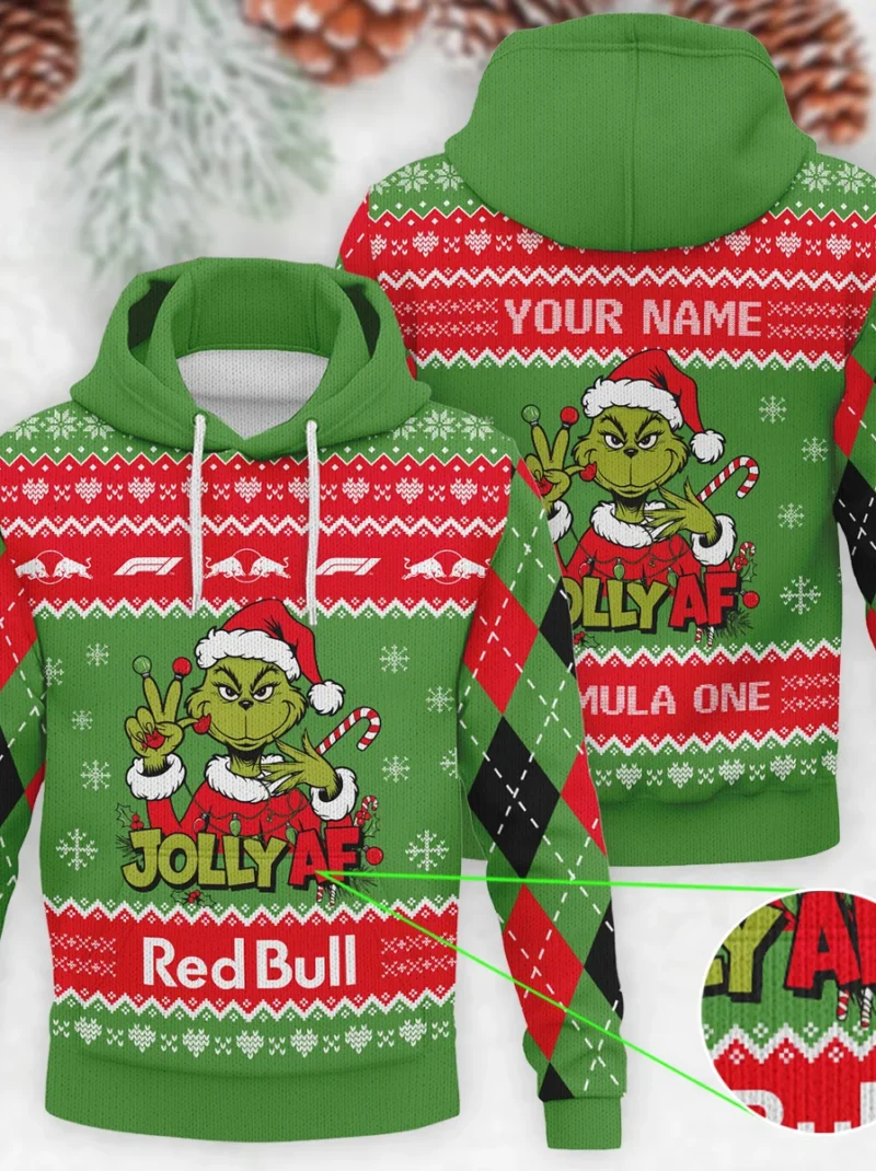 Jolly AF The Grinch Red Bull Racing Formula One - Knitted Hoodie BLVAF12209250A16RBR