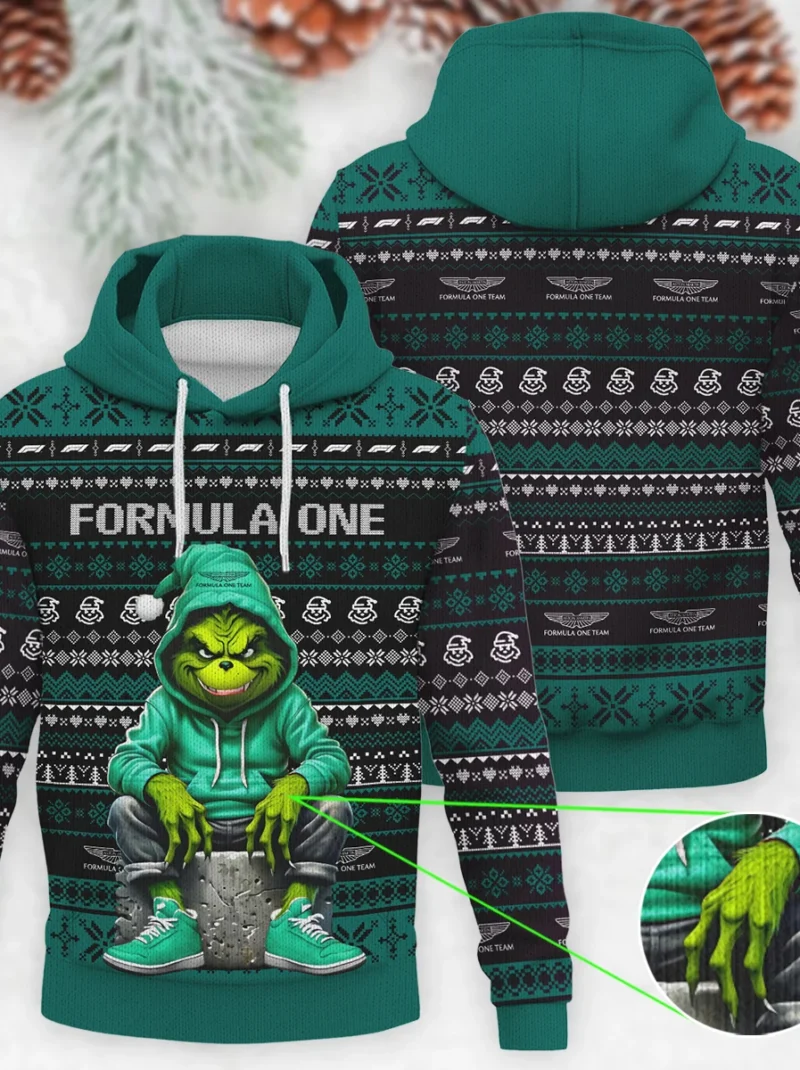 Grinch x Aston Martin Formula One - Knitted Hoodie BLVAF12209250A18AM