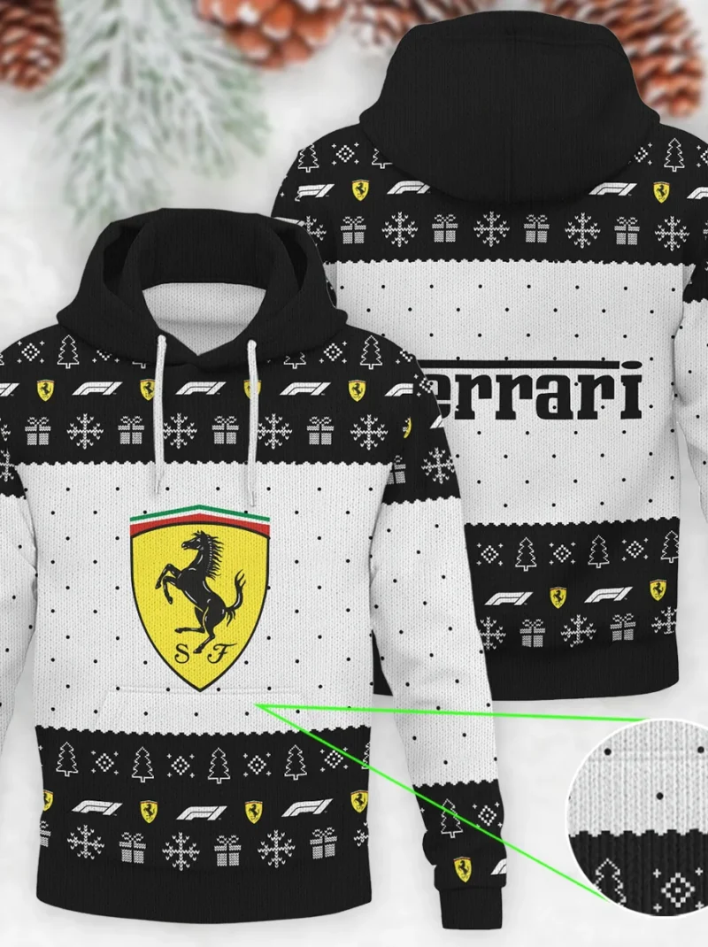 Christmas Pattern Ferrari Formula One - Knitted Hoodie BLVAF12209250A1FRR