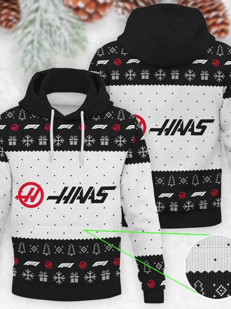 Christmas Pattern Haas Formula One - Knitted Hoodie BLVAF12209250A1HAAS