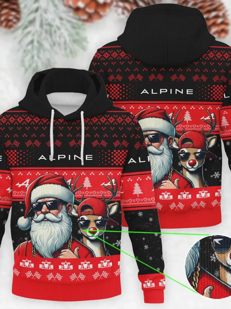 Badass Santa Reindeer Alpine Formula One - Knitted Hoodie BLVAF12209250A23ALP