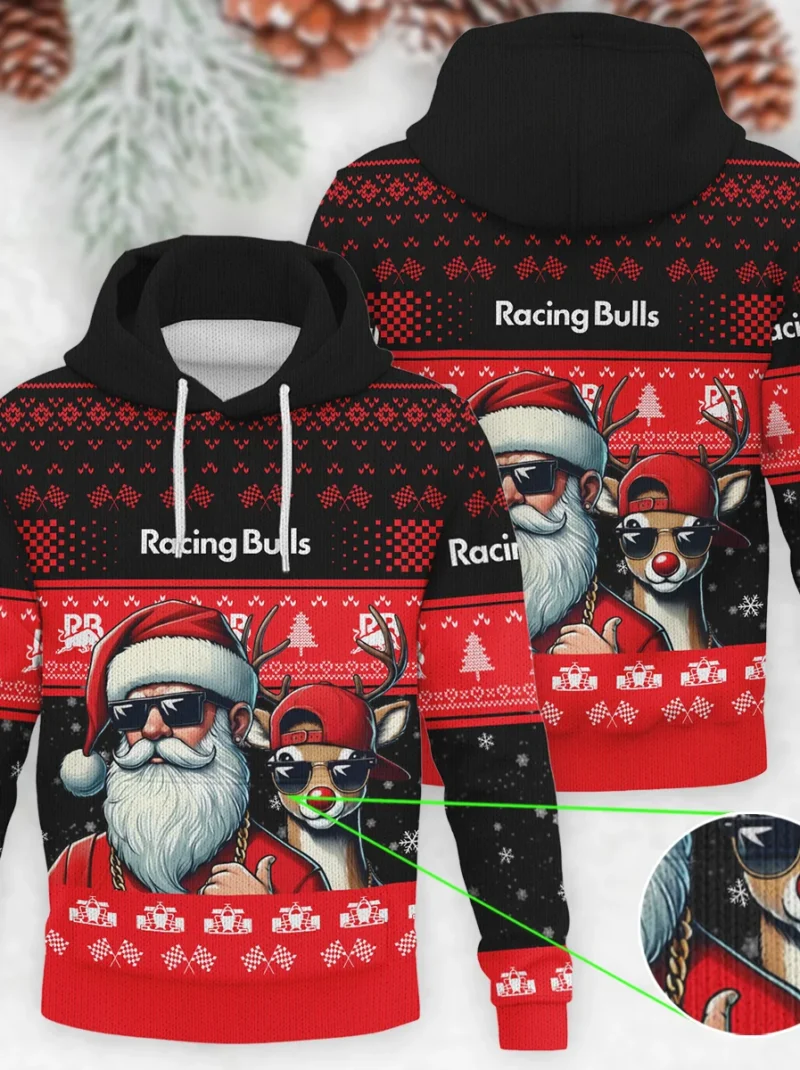 Badass Santa Reindeer Racing Bulls Formula One - Knitted Hoodie BLVAF12209250A23RAC