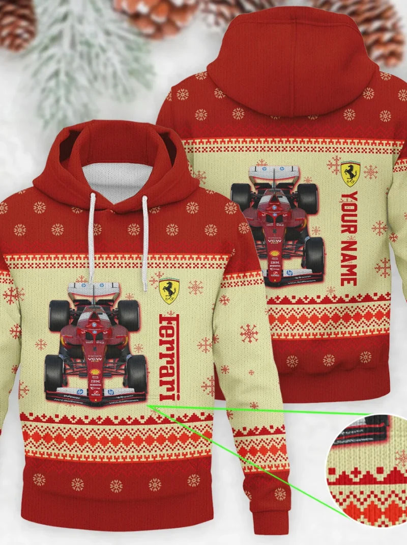 Personalised 2025 Car Ferrari Formula One - Knitted Hoodie BLVAF12209250A24FRR