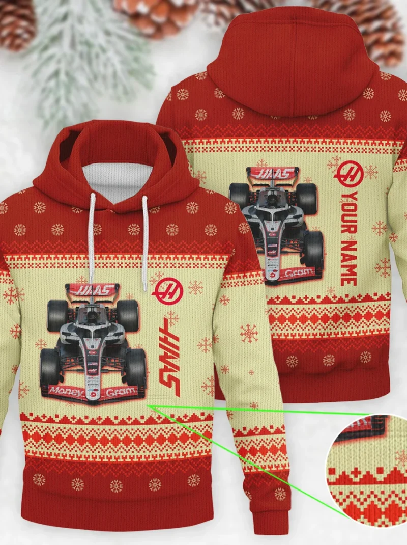 Personalised 2025 Car Haas Formula One - Knitted Hoodie BLVAF12209250A24HAAS