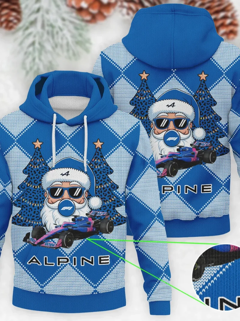 Santa Pinetree Car Alpine Formula One - Knitted Hoodie BLVAF12209250A25ALP