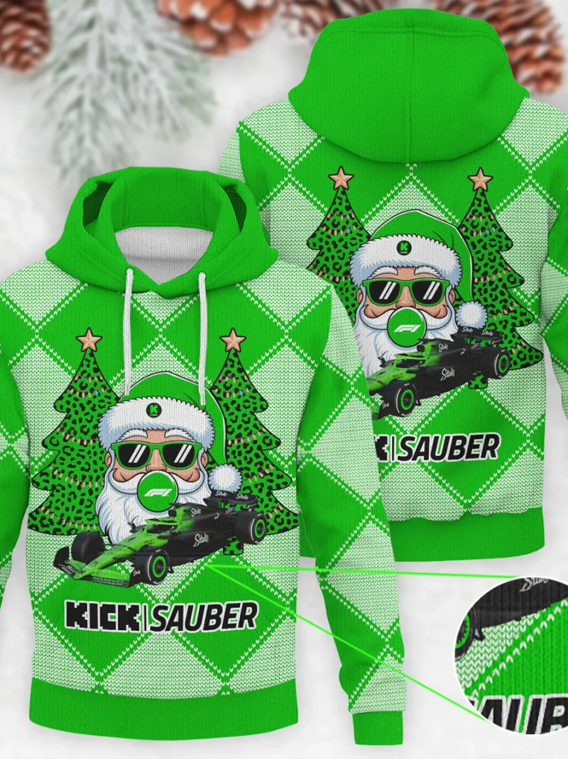 Santa Pinetree Car Kick Sauber Formula One - Knitted Hoodie BLVAF12209250A25KS