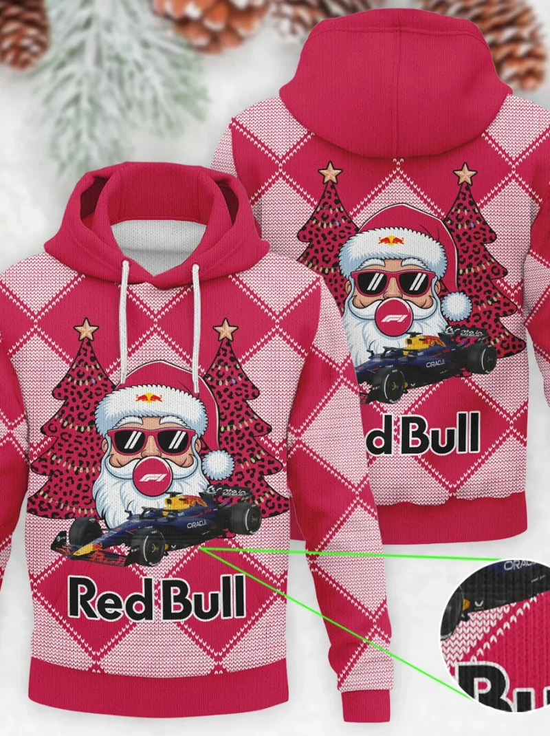 Santa Pinetree Car Red Bull Racing Formula One - Knitted Hoodie BLVAF12209250A25RBR