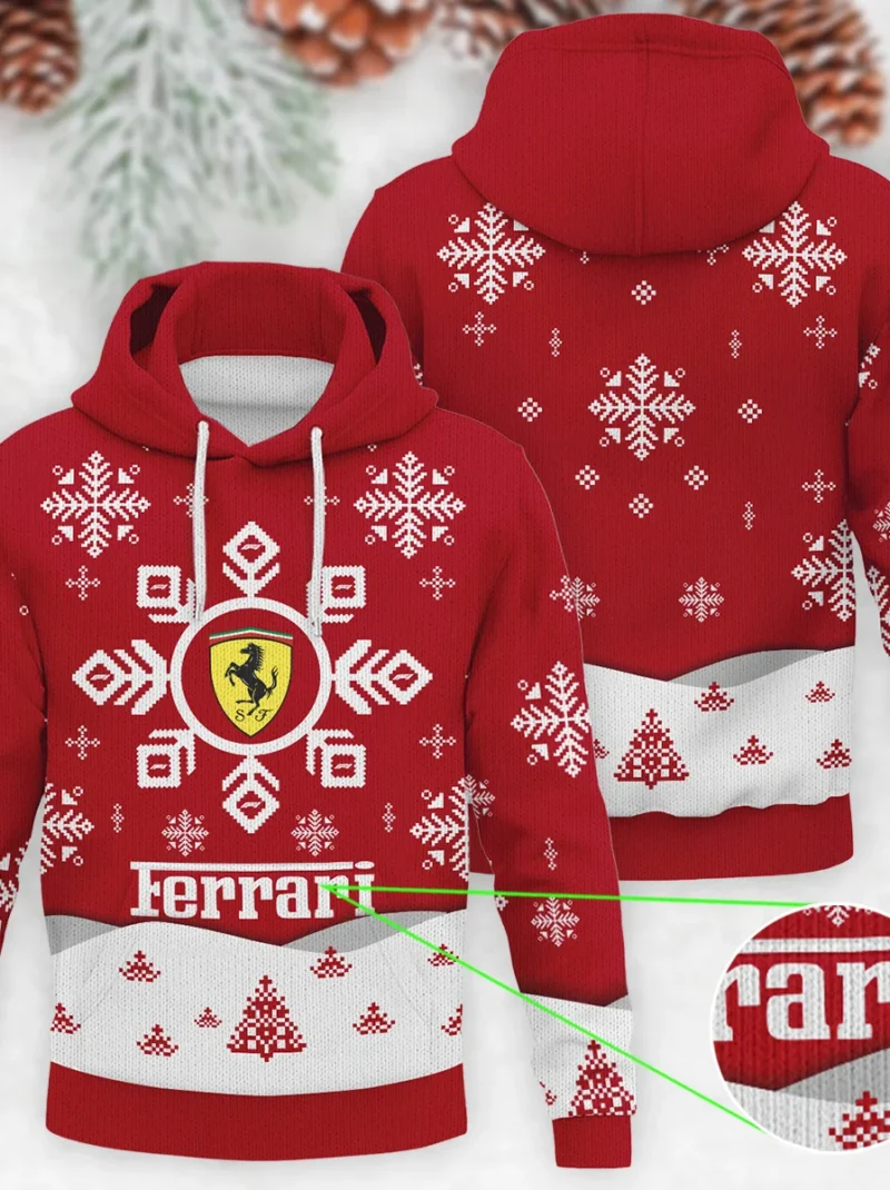 Xmas Pattern Ferrari Formula One - Knitted Hoodie BLVAF12209250A26FRR