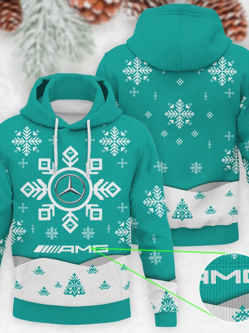 Xmas Pattern Mercedes Formula One - Knitted Hoodie BLVAF12209250A26MER