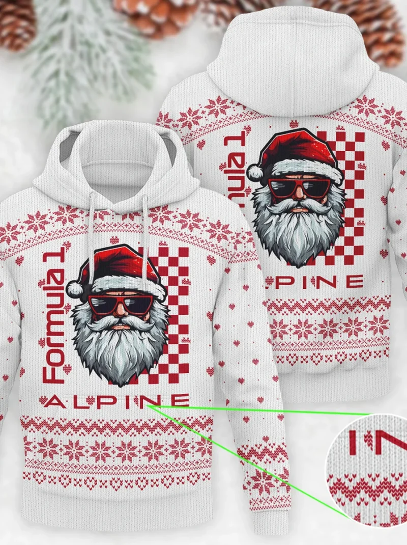 Badass Santa Racing Alpine Formula One - Knitted Hoodie BLVAF12209250A27ALP