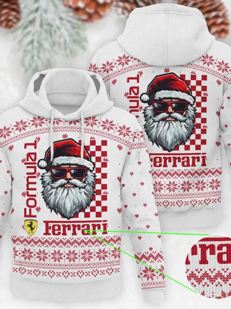 Badass Santa Racing Ferrari Formula One - Knitted Hoodie BLVAF12209250A27FRR