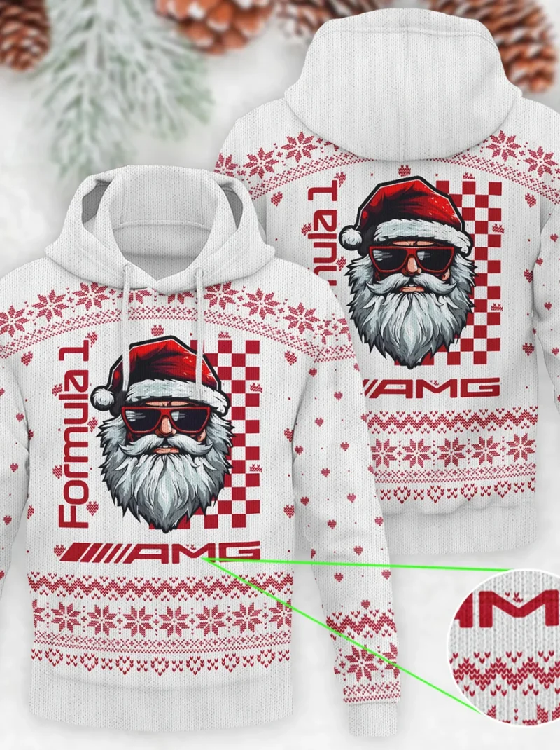 Badass Santa Racing Mercedes Formula One - Knitted Hoodie BLVAF12209250A27MER