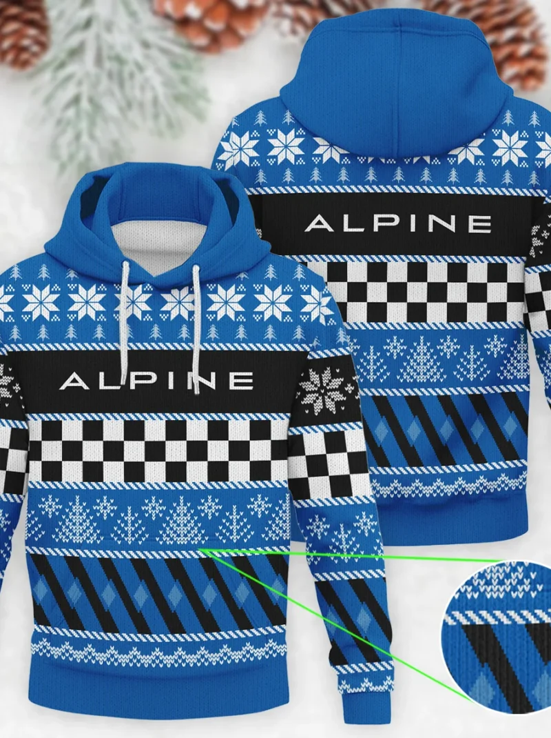 Racing Xmas Pattern Alpine Formula One - Knitted Hoodie BLVAF12209250A28ALP
