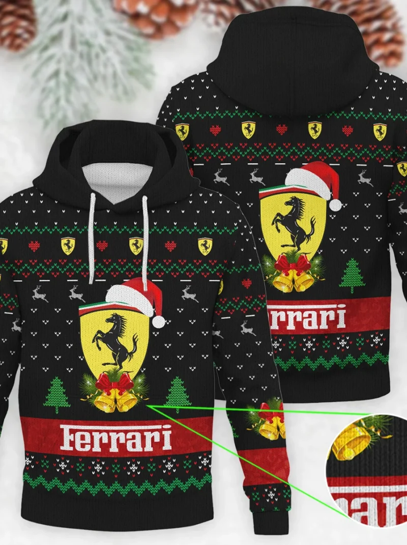 Xmas Pattern Ferrari Formula One - Knitted Hoodie BLVAF12209250A29FRR