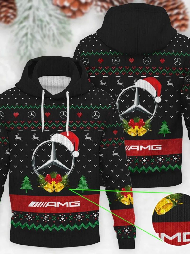 Xmas Pattern Mercedes Formula One - Knitted Hoodie BLVAF12209250A29MER
