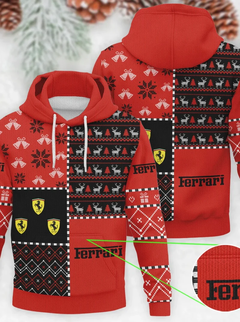 X-Mas Pattern Ferrari Formula One - Knitted Hoodie BLVAF12209250A2FRR