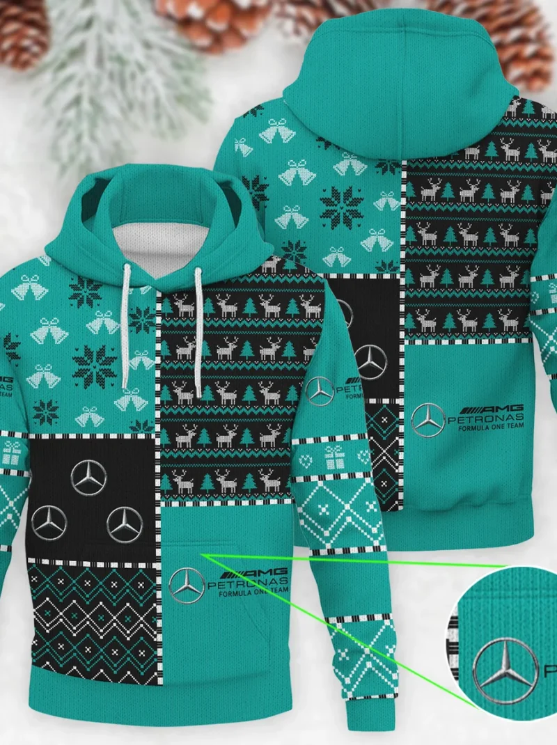 X-Mas Pattern Mercedes Formula One - Knitted Hoodie BLVAF12209250A2MER