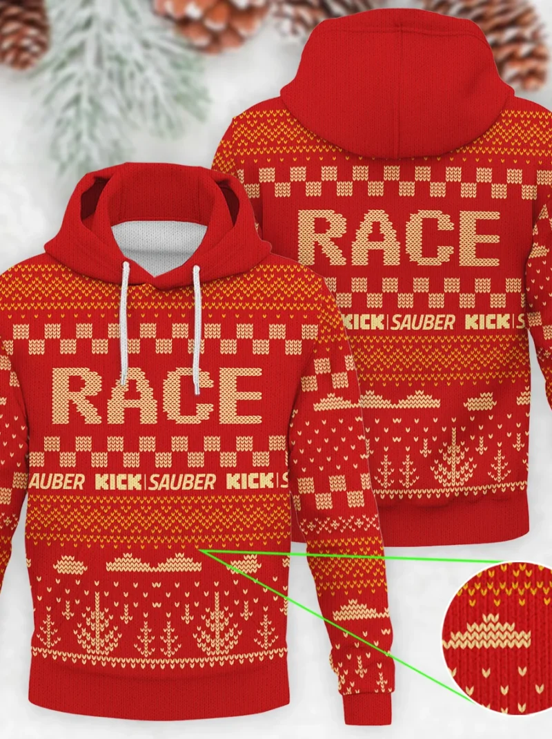 Race Xmas Pattern Kick Sauber Formula One - Knitted Hoodie BLVAF12209250A30KS