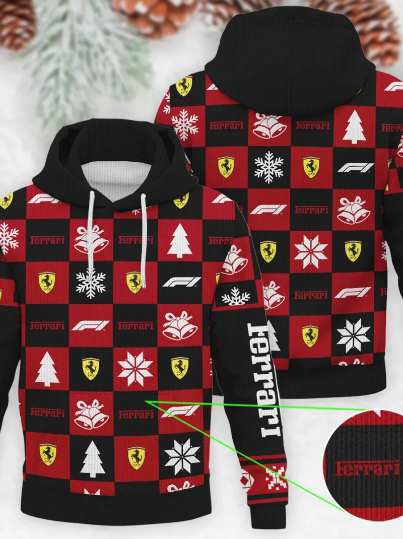 Square Pattern Ferrari Formula One - Knitted Hoodie BLVAF12209250A33FRR