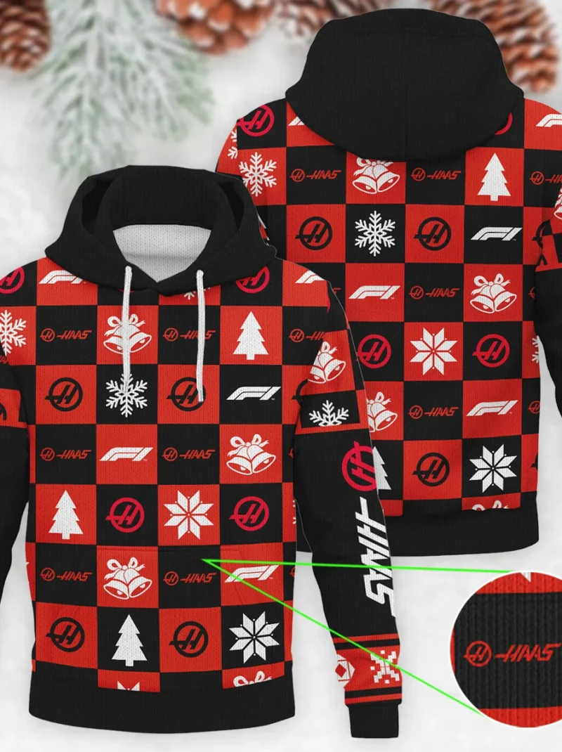 Square Pattern Haas Formula One - Knitted Hoodie BLVAF12209250A33HAAS