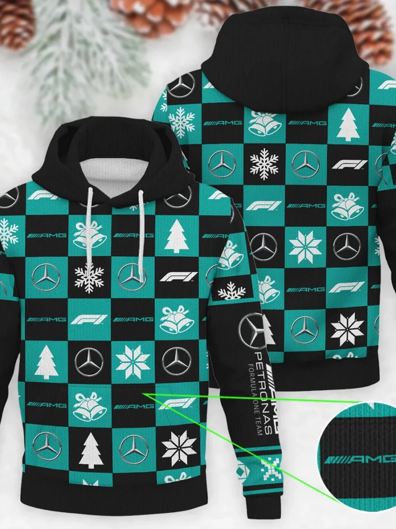 Square Pattern Mercedes Formula One - Knitted Hoodie BLVAF12209250A33MER