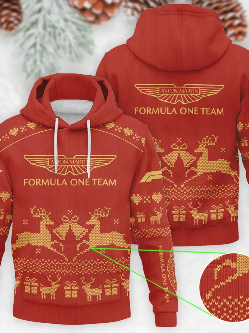 Festive Christmas Aston Martin Formula One - Knitted Hoodie BLVAF12209250A6AM