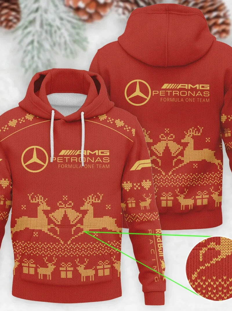 Festive Christmas Mercedes Formula One - Knitted Hoodie BLVAF12209250A6MER