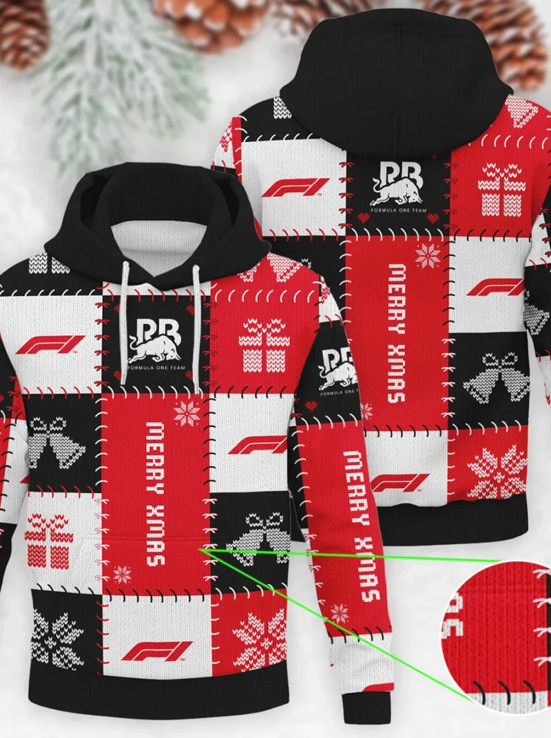 Christmas Pattern Racing Bulls Formula One - Knitted Hoodie BLVAF12209250A9RAC