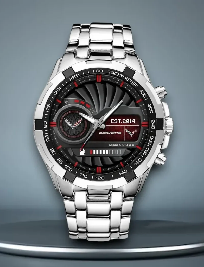 Retro Cruiser Car Steel Watches, Timeless Sport Fan Accessory DCAR476 - White