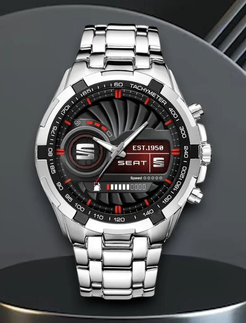 Stylish Luxury Wagon Steel Watches, Sport-Inspired Wristwatch Style CAR0402 - Silver