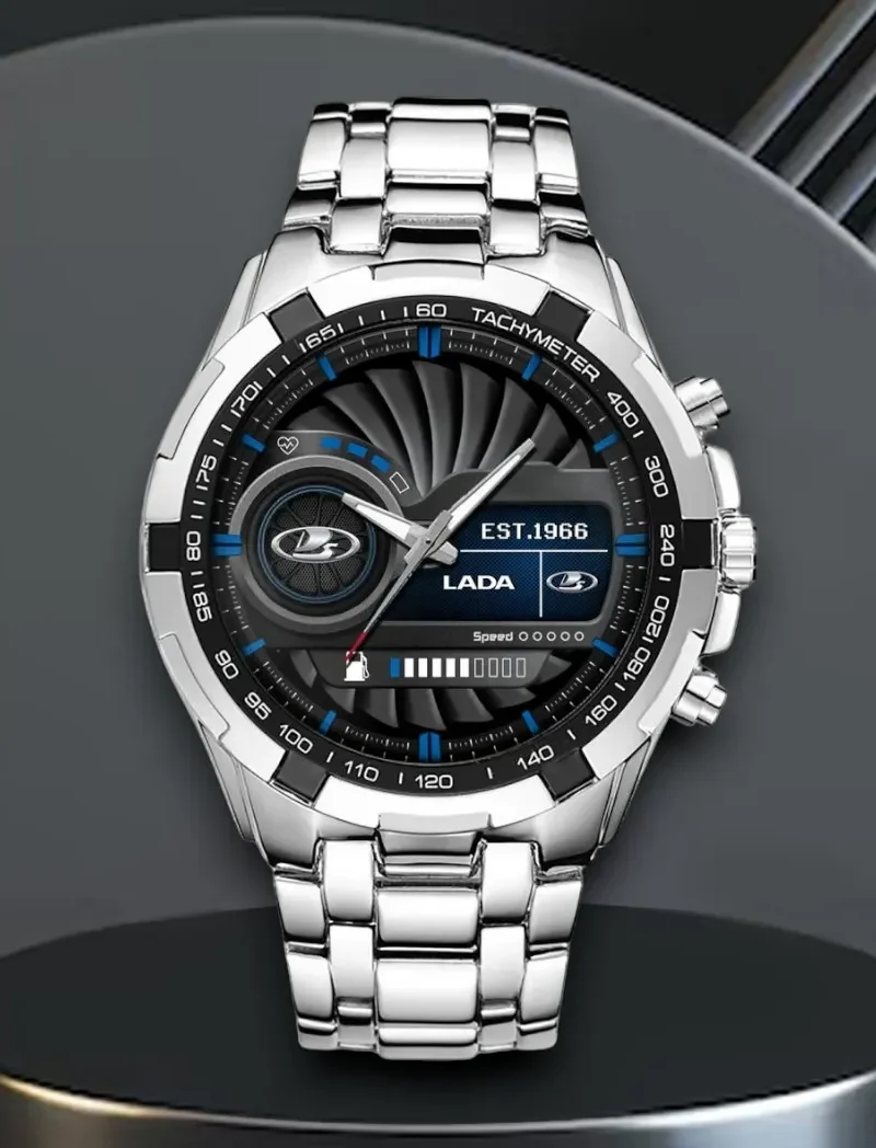 Muscle Car Steel Watches, Athletic-Inspired Wristwatch Style CAR0402 - Silver