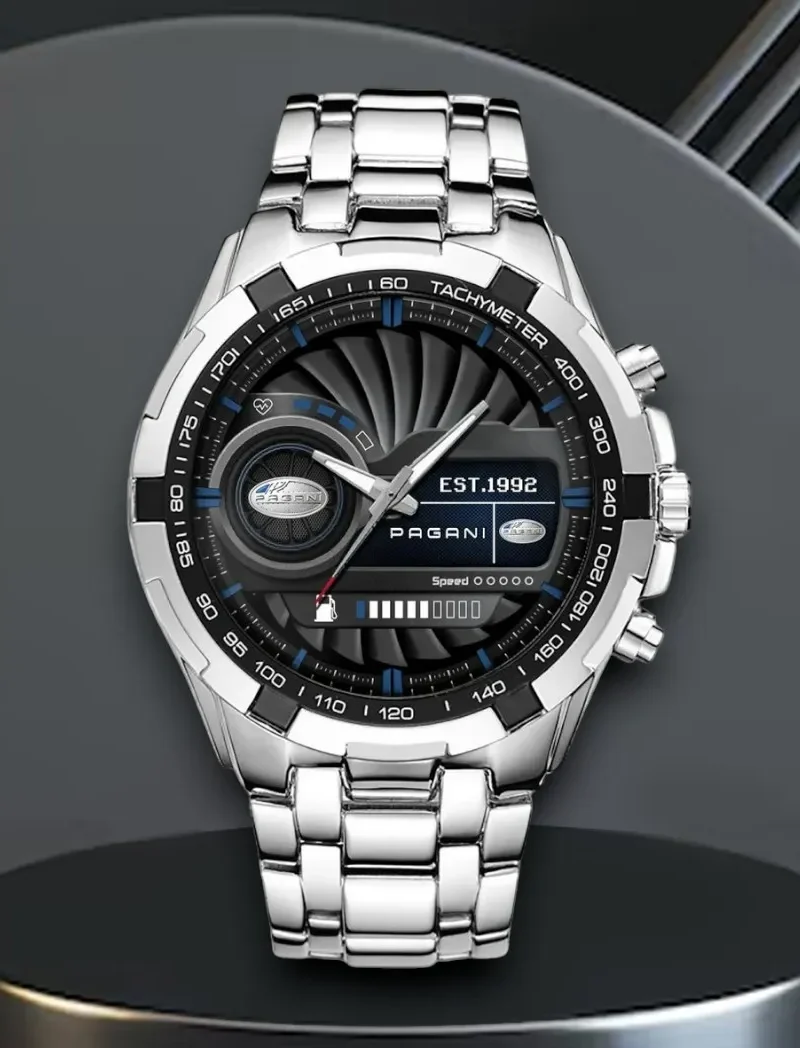 All-Terrain SUV Steel Watches, Athletic Style Fan Timepiece CAR0402 - Silver