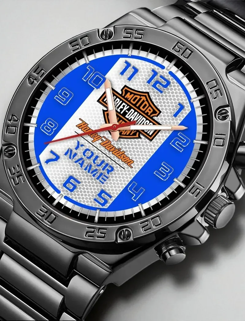 Two-Wheel Freedom Hand Watch, Modern Supporter Wristwatch Style DCAR477 - Blue